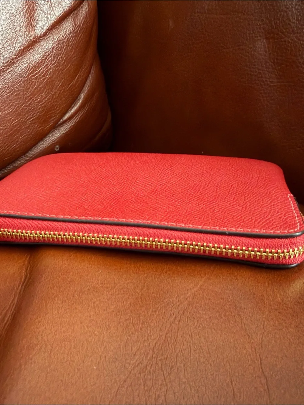 Coach Red Leather Zipper Wristlet